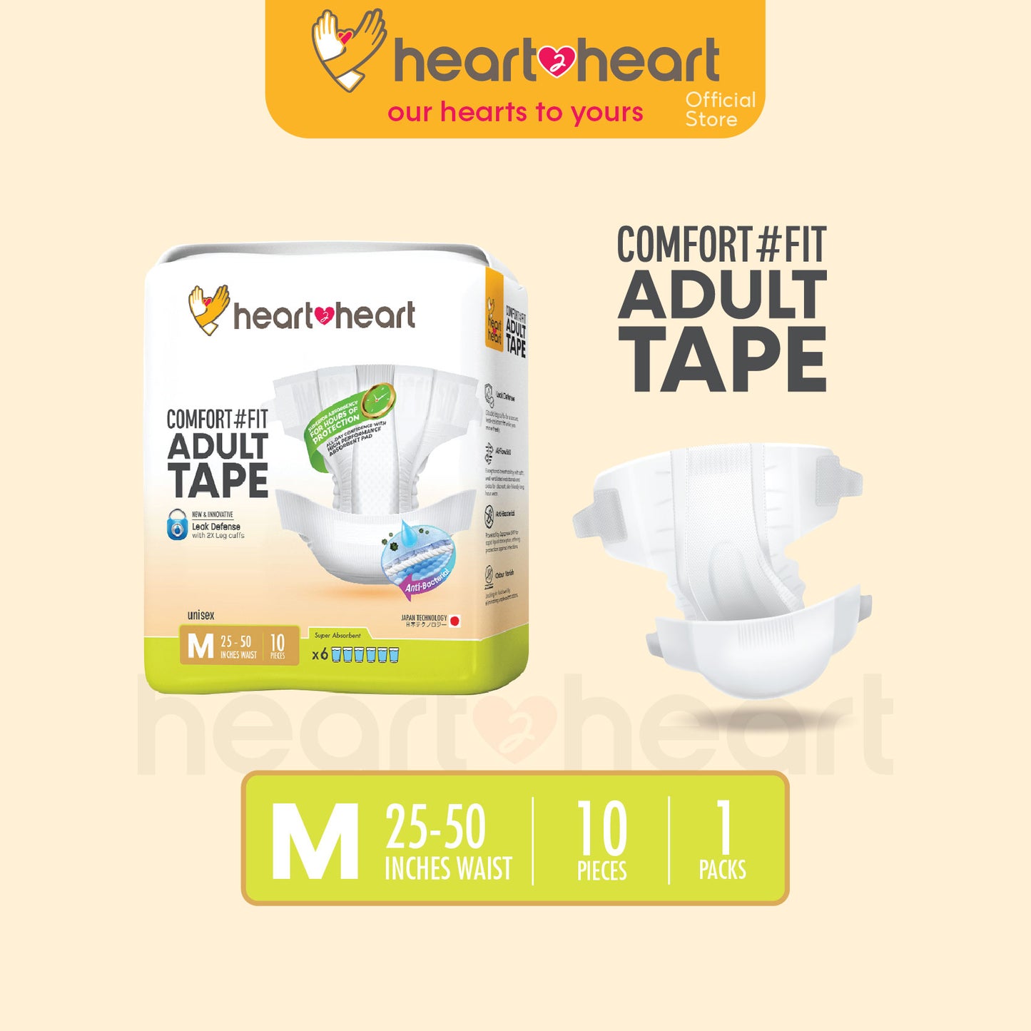 ๐ฏHeart2Heart Adult Disposable Tape Seluar Serapan No.1 Japan Tahan Lasak Lampin Tape Dewasa ๆไบบ็บธๅฐฟ็ (M/10 L/9 XL/8)