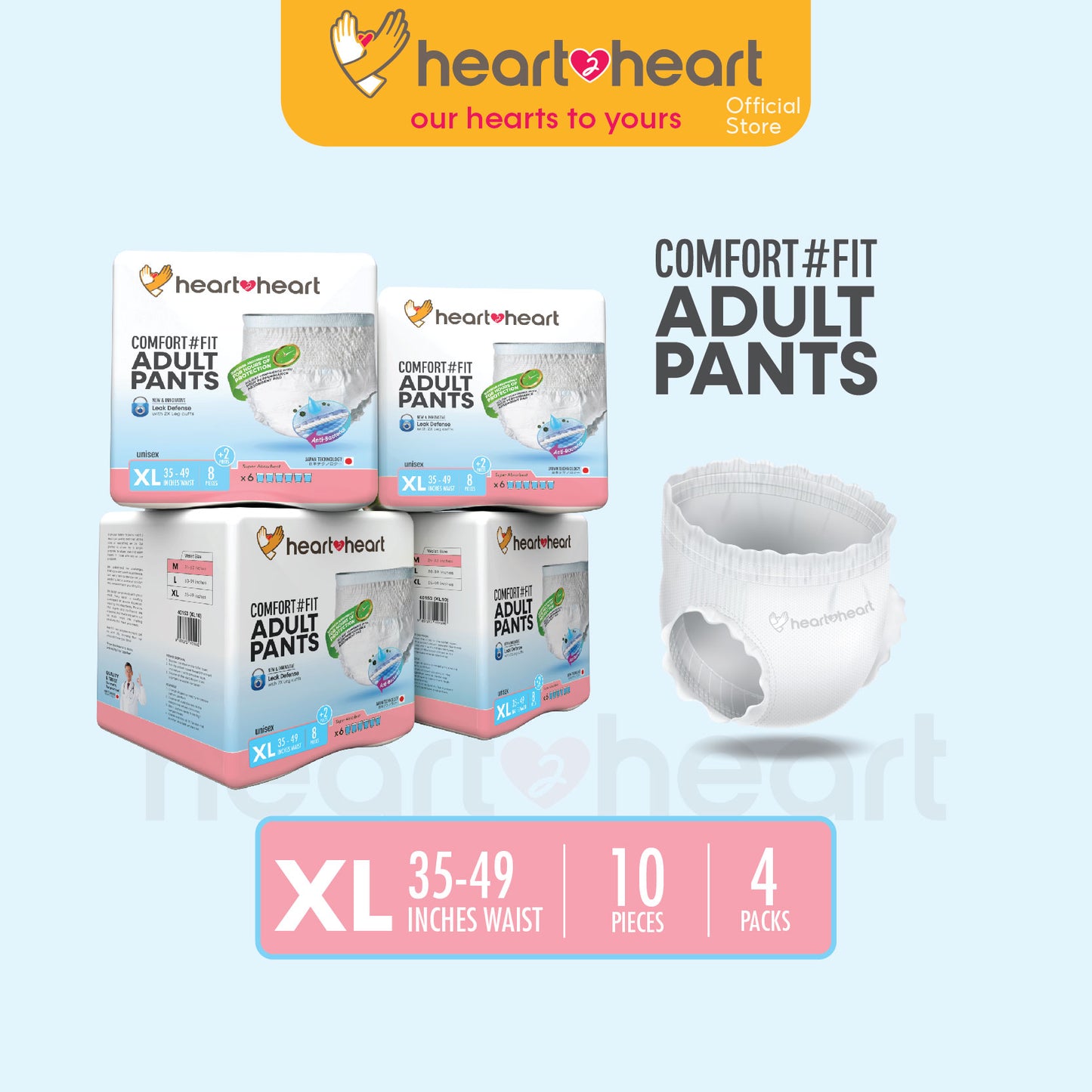 💯Heart2Heart Adult Disposable Pants Seluar Serapan No.1 Japan Tahan Lasak Lampin Dewasa 成人纸尿裤  (M-40 / L-40 / XL-40)