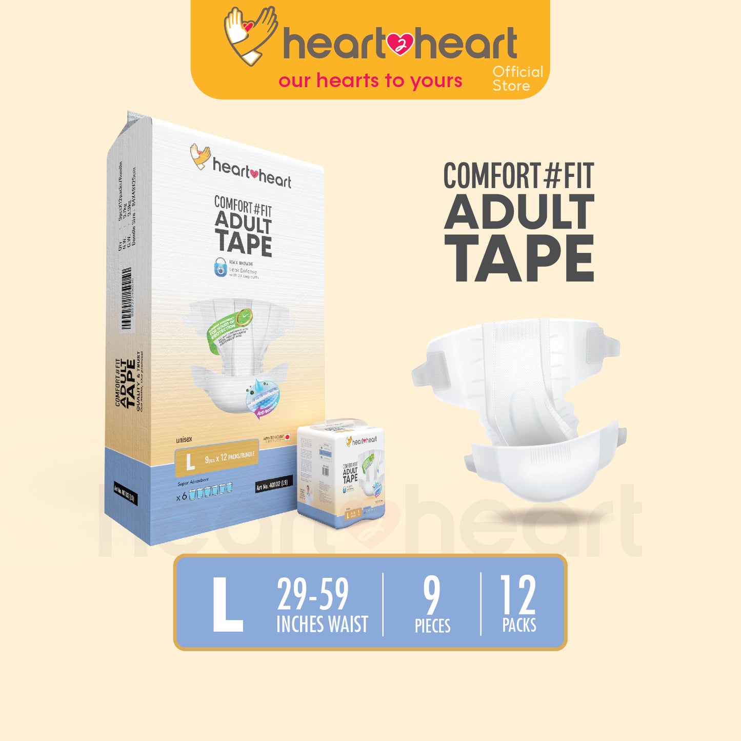 ๐ฏHeart2Heart Adult Disposable Tape Seluar Serapan No.1 Japan Tahan Lasak Lampin Tape Dewasa ๆไบบ็บธๅฐฟ็  (M/L/XL/1Carton)