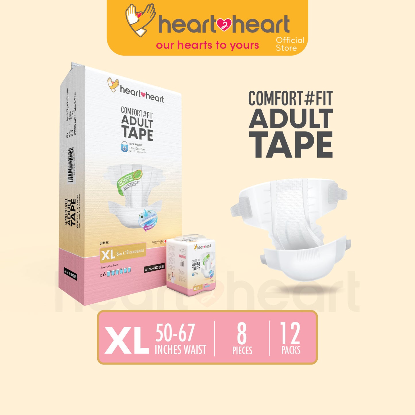 ๐ฏHeart2Heart Adult Disposable Tape Seluar Serapan No.1 Japan Tahan Lasak Lampin Tape Dewasa ๆไบบ็บธๅฐฟ็  (M/L/XL/1Carton)